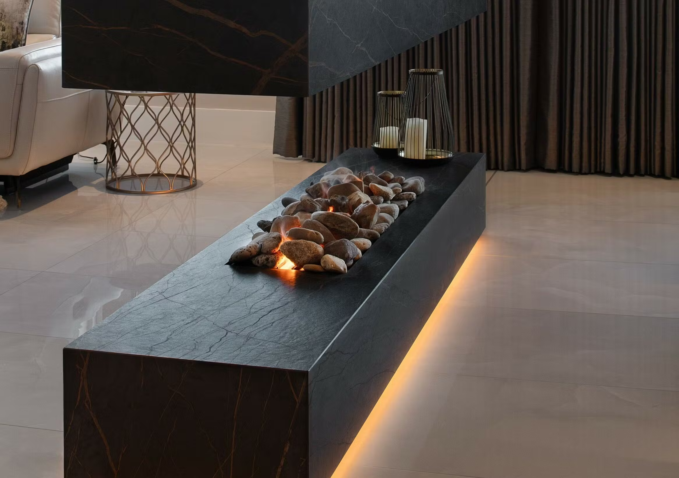 Retail store with polished concrete-effect tiles